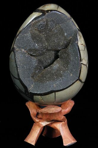 Septarian Dragon Egg Geode - Black Crystals #60360